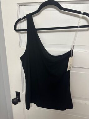 a new day Black Asymmetric One-Shoulder Tank Top